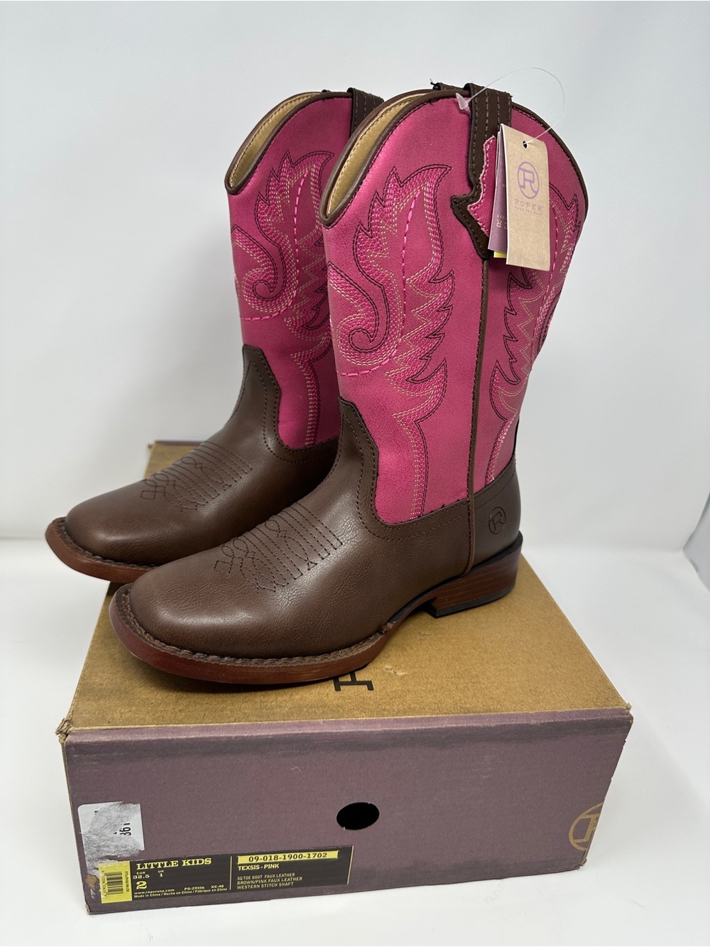 Girls western boots - Roper Pink and Brown Girls' Western Boots - size 2